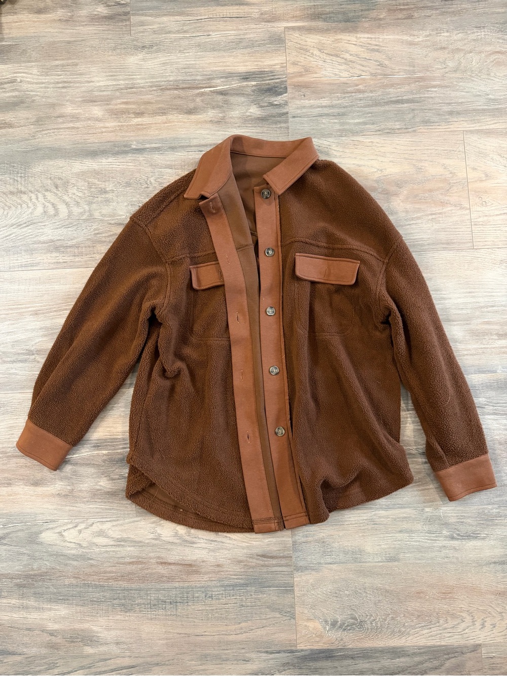 SHEIN Brown Fleece Shirt Jacket